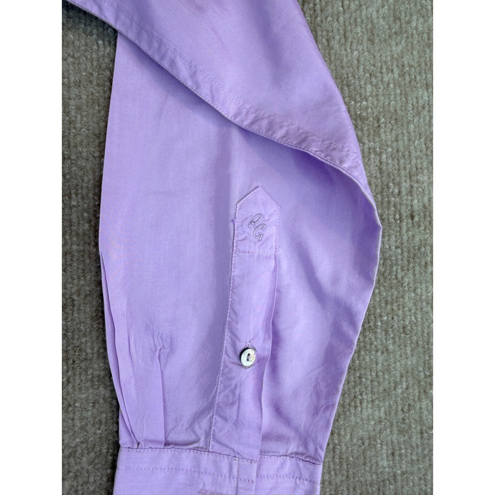Robert Graham Tailored Fit Mens L Button‎ Down Shirt Lavender Cotton Silk - Picture 11 of 15
